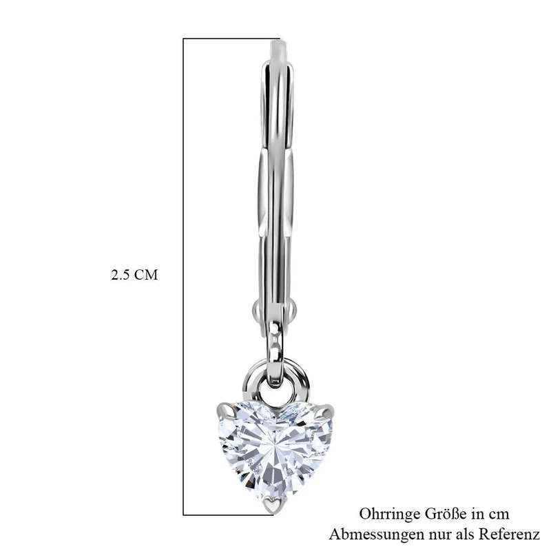 LUXURIANT 1 ct. SGL zertifizierte VS-EF Labor Herzschliff Diamant Ohrringe, 925 Silber rhodiniert