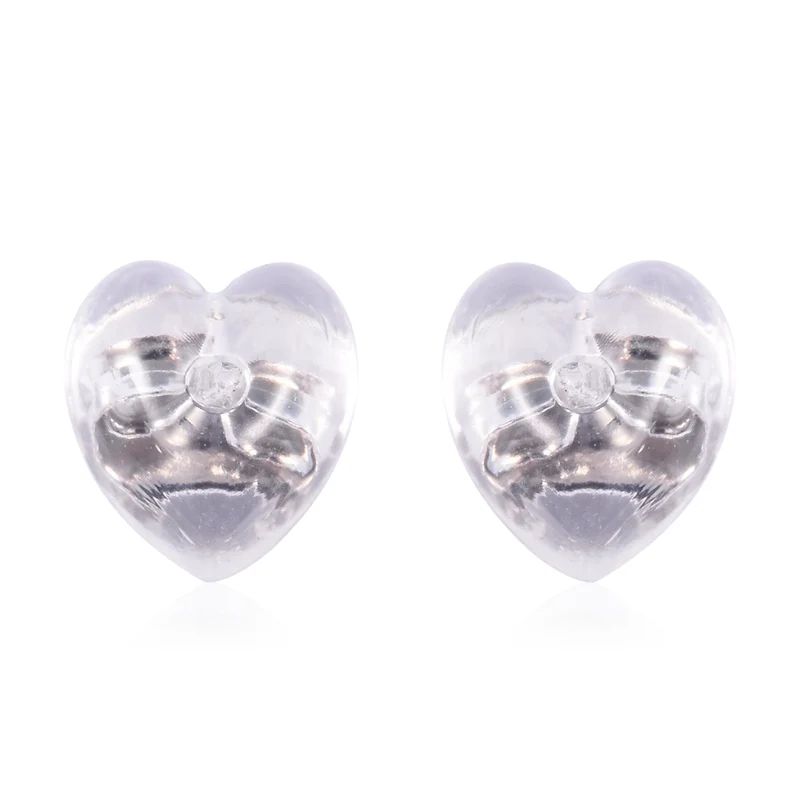 9 Paar Ohrstopper Set Herz, 925 Silber Kern mit Silikon, Mix rhodiniert vergoldet rosévergoldet,