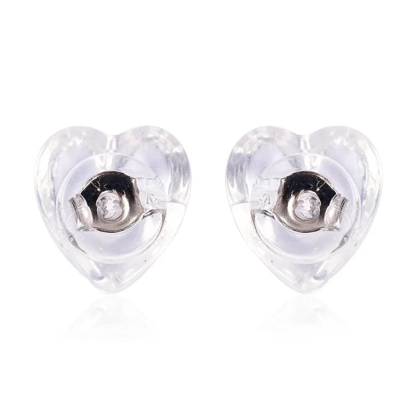 9 Paar Ohrstopper Set Herz, 925 Silber Kern mit Silikon, Mix rhodiniert vergoldet rosévergoldet,