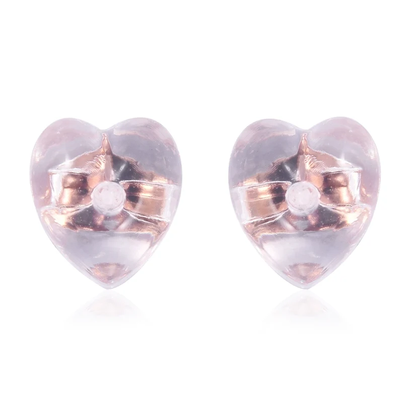 9 Paar Ohrstopper Set Herz, 925 Silber Kern mit Silikon, Mix rhodiniert vergoldet rosévergoldet,