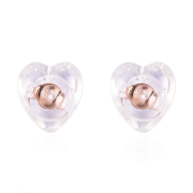 9 Paar Ohrstopper Set Herz, 925 Silber Kern mit Silikon, Mix rhodiniert vergoldet rosévergoldet,