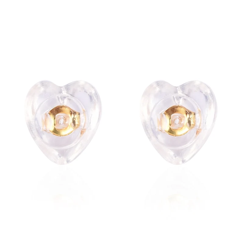 9 Paar Ohrstopper Set Herz, 925 Silber Kern mit Silikon, Mix rhodiniert vergoldet rosévergoldet,