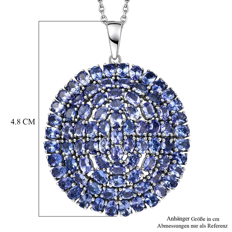 D'Joy Tansanit Anhänger mit Kette, ca. 45 cm 925 Silber Rhodiniert ca. 14.61 ct