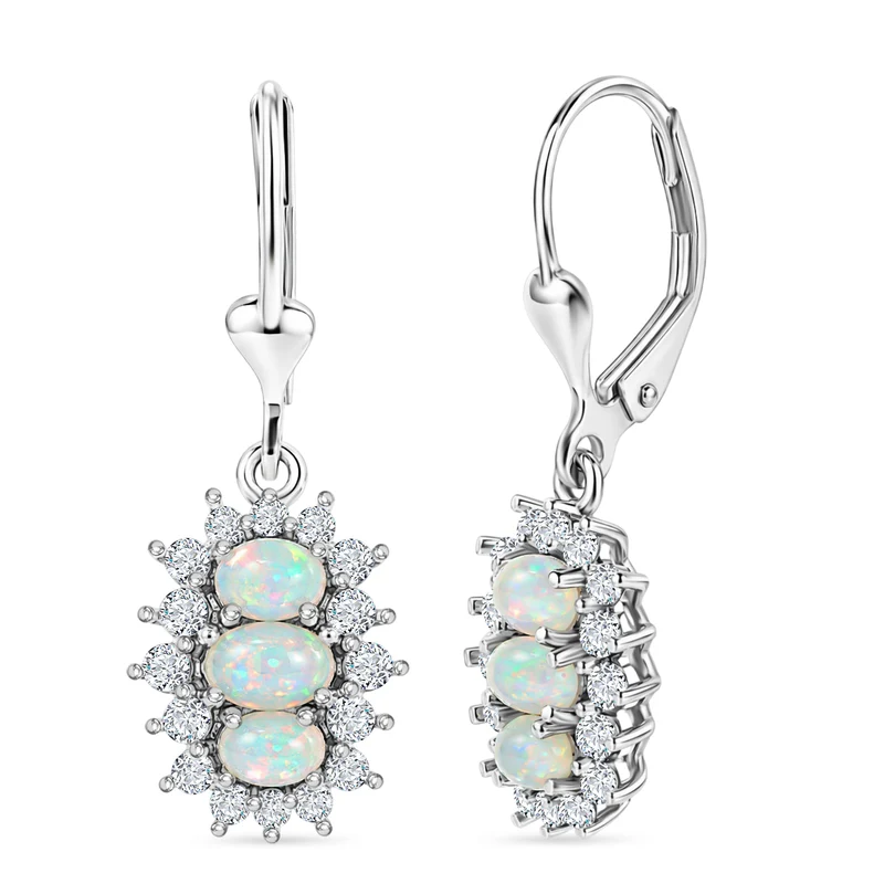 D'Joy AA Natürlicher, äthiopischer Welo Opal Ohrringe 925 Silber Rhodiniert ca. 2.53 ct