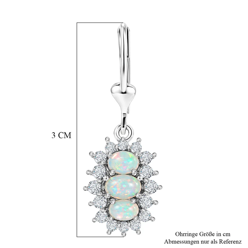 D'Joy AA Natürlicher, äthiopischer Welo Opal Ohrringe 925 Silber Rhodiniert ca. 2.53 ct