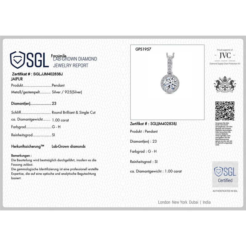 LUXURIANT DIAMOND - Lab Grown Diamant SI-GH Schmuckset ca. 50 cm 925 Silber Rhodiniert ca. 1,07 ct.
