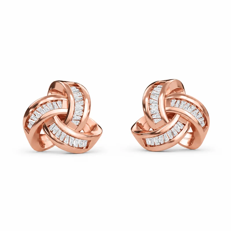 LUXURIANT 0,28 ct. SGL zertifizierte SI-GH Labor Diamant Liebesknoten Ohrringe, 925 Silber 750 Roségold Vermeil