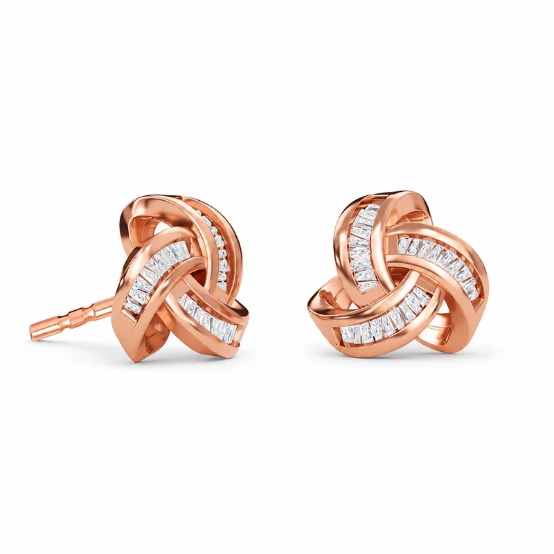 LUXURIANT 0,28 ct. SGL zertifizierte SI-GH Labor Diamant Liebesknoten Ohrringe, 925 Silber 750 Roségold Vermeil