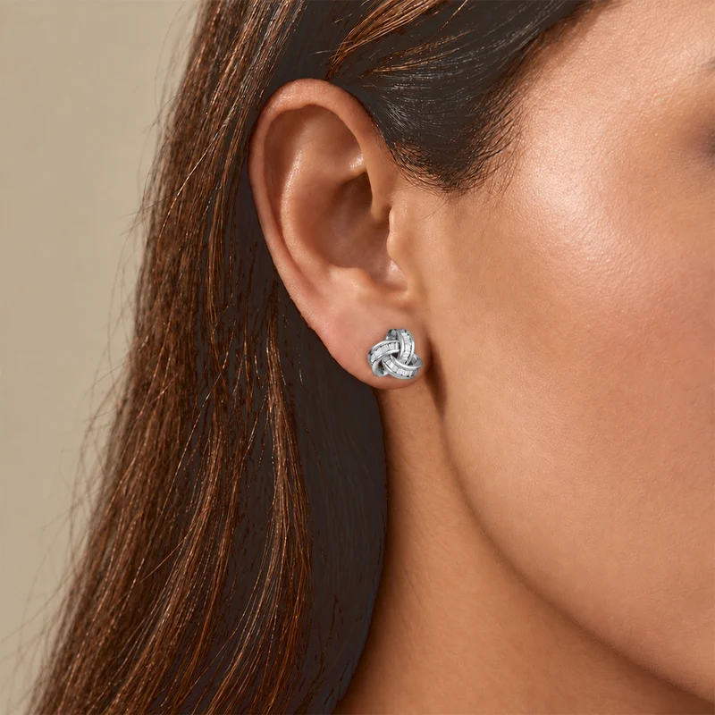 LUXURIANT 0,28 ct. SGL zertifizierte SI-GH Labor Diamant Liebesknoten Ohrringe, 925 Silber 750 Roségold Vermeil