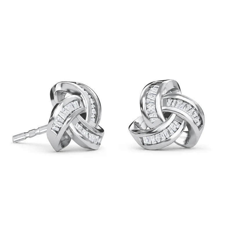 LUXURIANT 0,28 ct. SGL zertifizierte SI-GH Labor Diamant Liebesknoten Ohrringe, 925 Silber 750 Roségold Vermeil