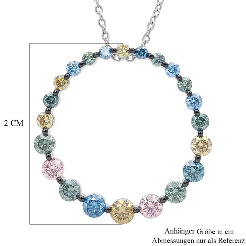 LUXURIANT DIAMOND - Lab Grown Mehrfarbiger Diamant SGL zerifiziert schmuckset ca. 50 cm 925 Silber Rhodiniert ca. 1.00 ct