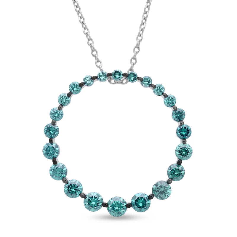 LUXURIANT DIAMOND - Lab Grown Grüner Diamant SI Schmuckset ca. 45 cm 925 Silber Rhodiniert ca. 1,00 ct.