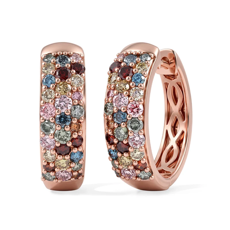 LUXURIANT 1,50 ct. SGL zertifizierte SI mehrfarbige Labor Diamant Diamant Ohrringe, 925 Silber 750 Roségold Vermeil