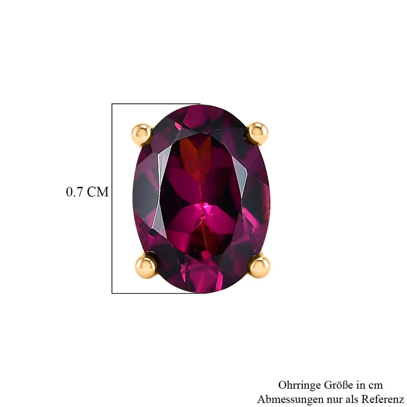 D'Joy AA Natürlicher Rhodolith Granat Ohrringe 925 Silber vergoldet ca. 1.85 ct