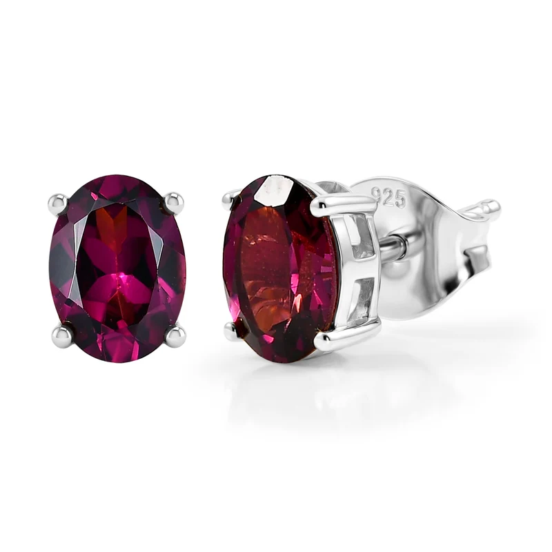 D'Joy AA Natürlicher Rhodolith Granat Ohrringe 925 Silber vergoldet ca. 1.85 ct