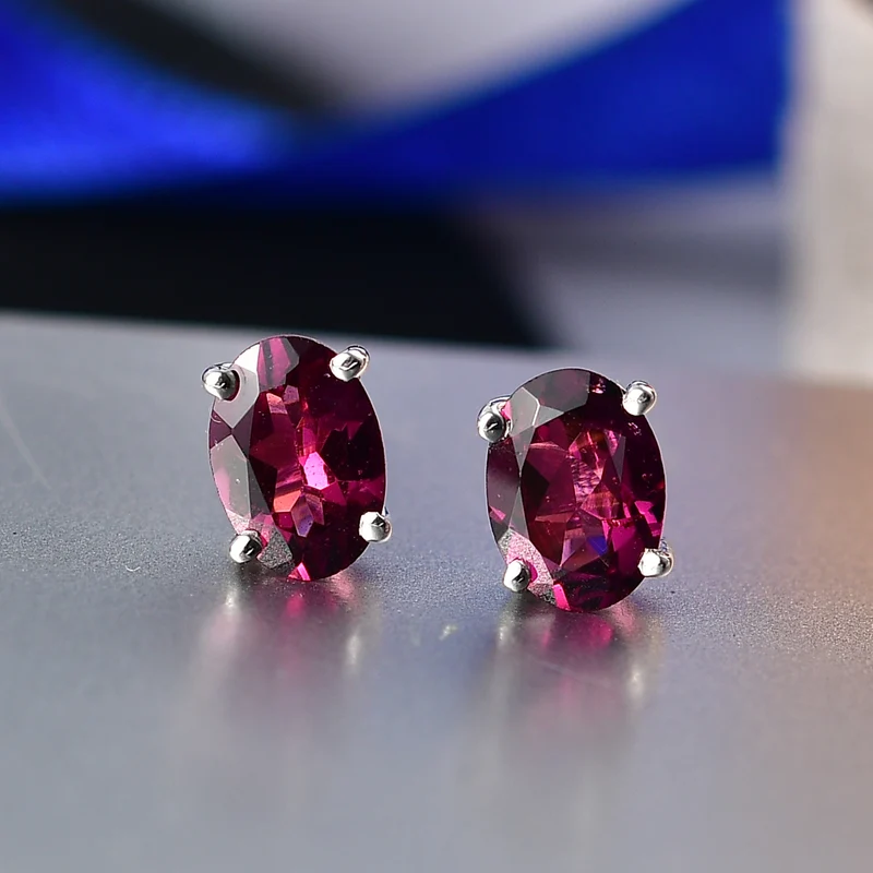 D'Joy AA Natürlicher Rhodolith Granat Ohrringe 925 Silber vergoldet ca. 1.85 ct