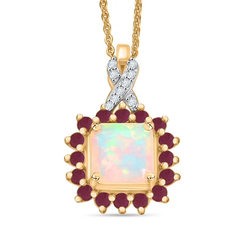 Opal Radiance - D joy Natürlicher, äthiopischer Welo Opal, Tansanit Starlit Anhänger mit Kette ca. 50 cm, 925 Silber 750 Gelbgold Vermeil ca. 1.63 ct