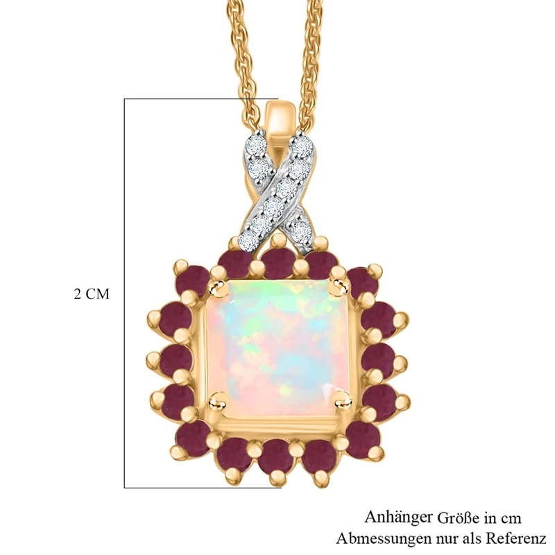 Opal Radiance - D joy Natürlicher, äthiopischer Welo Opal, Tansanit Starlit Anhänger mit Kette ca. 50 cm, 925 Silber 750 Gelbgold Vermeil ca. 1.63 ct
