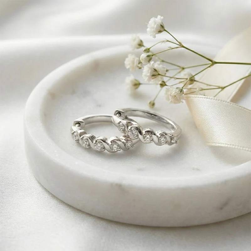 LUXURIANT 0,23 ct. SI-GH Labor Diamant Ohrringe, 925 Silber 750 Gelbgold Vermeil
