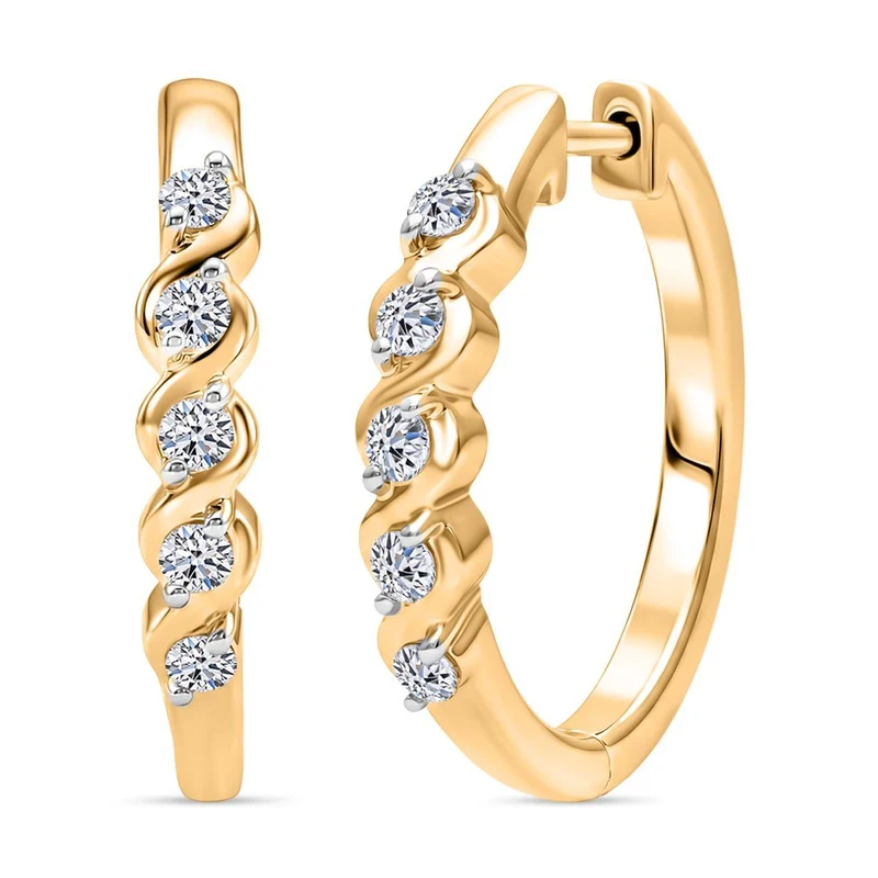 LUXURIANT 0,23 ct. SI-GH Labor Diamant Ohrringe, 925 Silber 750 Gelbgold Vermeil