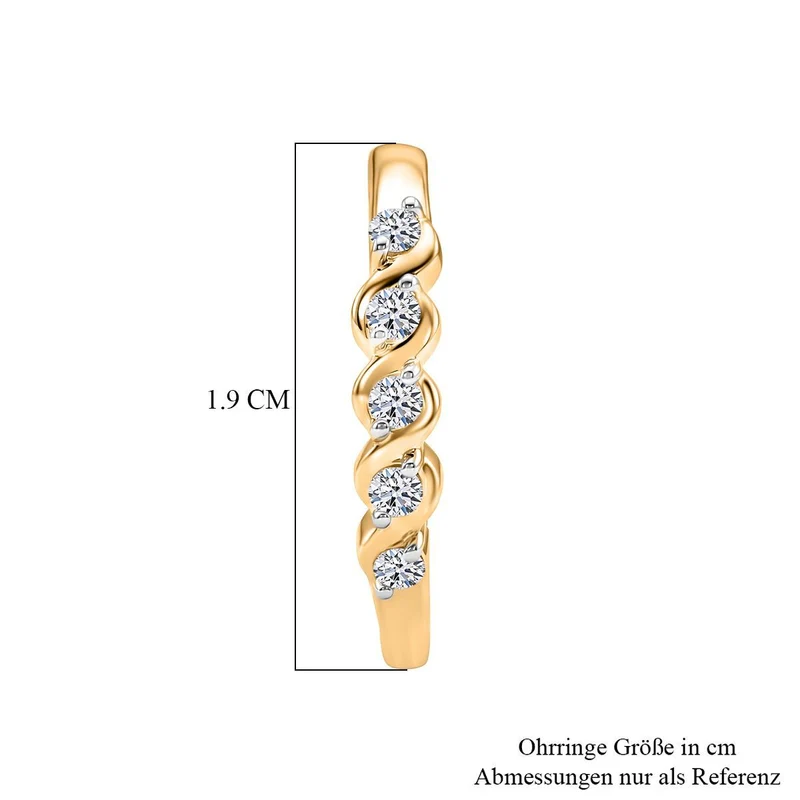 LUXURIANT 0,23 ct. SI-GH Labor Diamant Ohrringe, 925 Silber 750 Gelbgold Vermeil