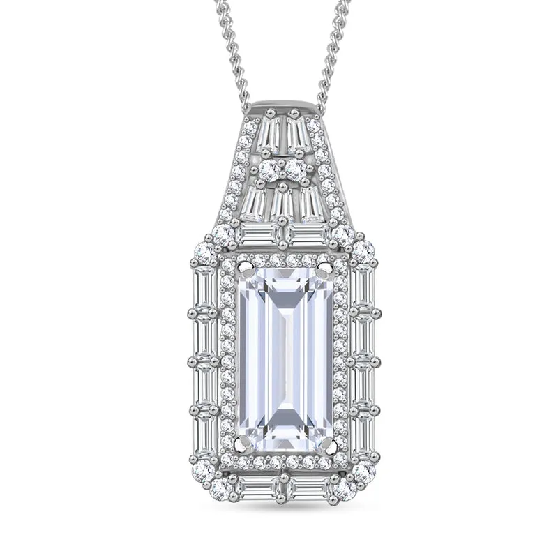 Moissanit Anhänger mit Kette, 925 Silber platiniert, 925 Silber rhodiniert ca. 3.86 ct
