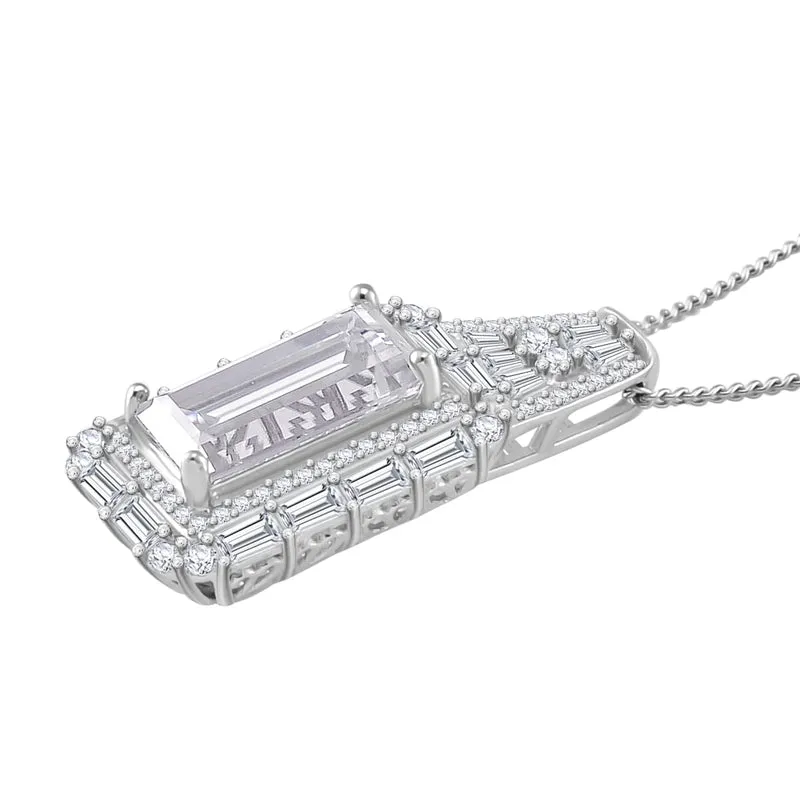 Moissanit Anhänger mit Kette, 925 Silber platiniert, 925 Silber rhodiniert ca. 3.86 ct