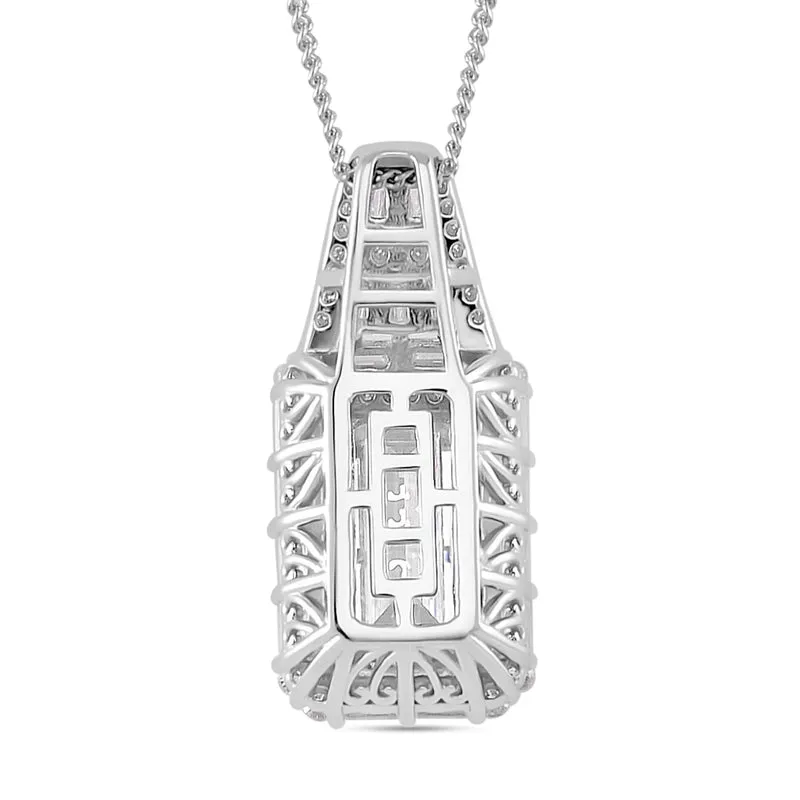 Moissanit Anhänger mit Kette, 925 Silber platiniert, 925 Silber rhodiniert ca. 3.86 ct