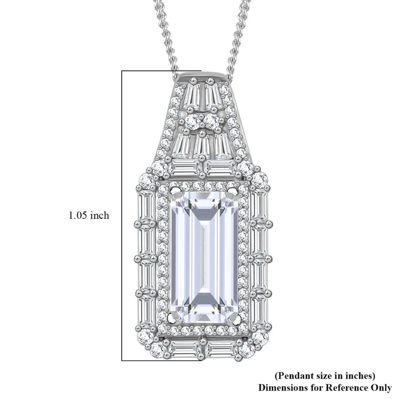 Moissanit Anhänger mit Kette, 925 Silber platiniert, 925 Silber rhodiniert ca. 3.86 ct