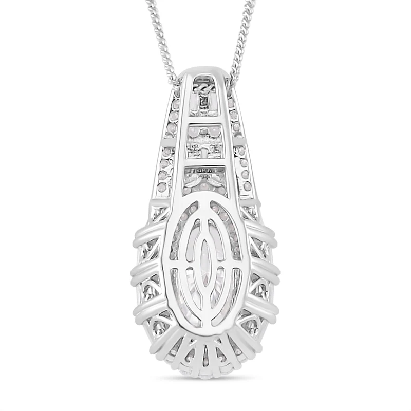 Moissanit Anhänger mit Kette, 925 Silber platiniert, 925 Silber rhodiniert ca. 3.86 ct