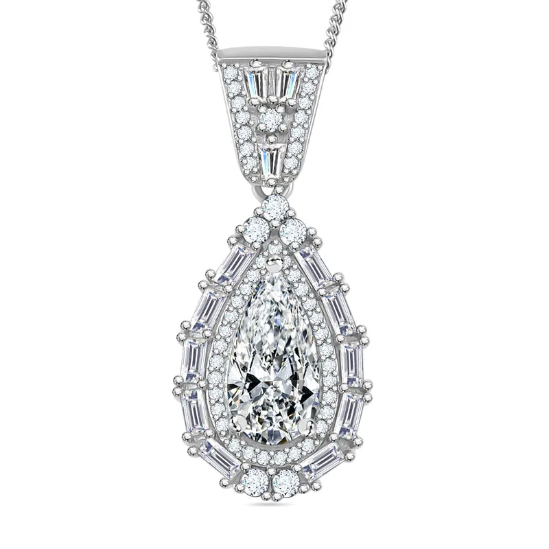 Moissanit Anhänger mit Kette, 925 Silber platiniert, 925 Silber rhodiniert ca. 3.86 ct