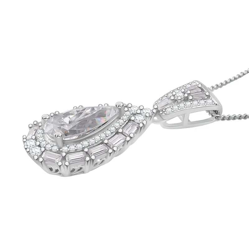 Moissanit Anhänger mit Kette, 925 Silber platiniert, 925 Silber rhodiniert ca. 3.86 ct