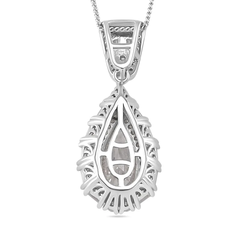 Moissanit Anhänger mit Kette, 925 Silber platiniert, 925 Silber rhodiniert ca. 3.86 ct