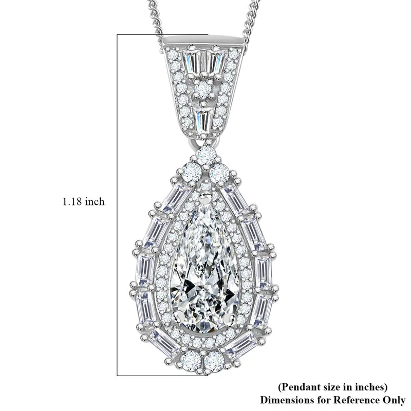 Moissanit Anhänger mit Kette, 925 Silber platiniert, 925 Silber rhodiniert ca. 3.86 ct