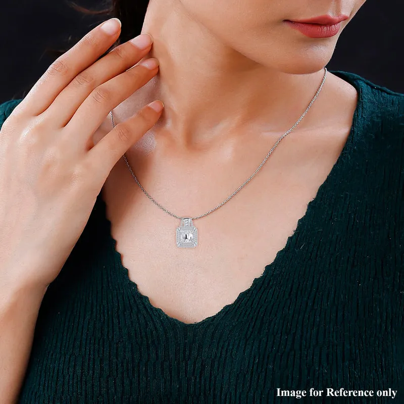 Moissanit Anhänger mit Kette, 925 Silber platiniert, 925 Silber rhodiniert ca. 3.86 ct