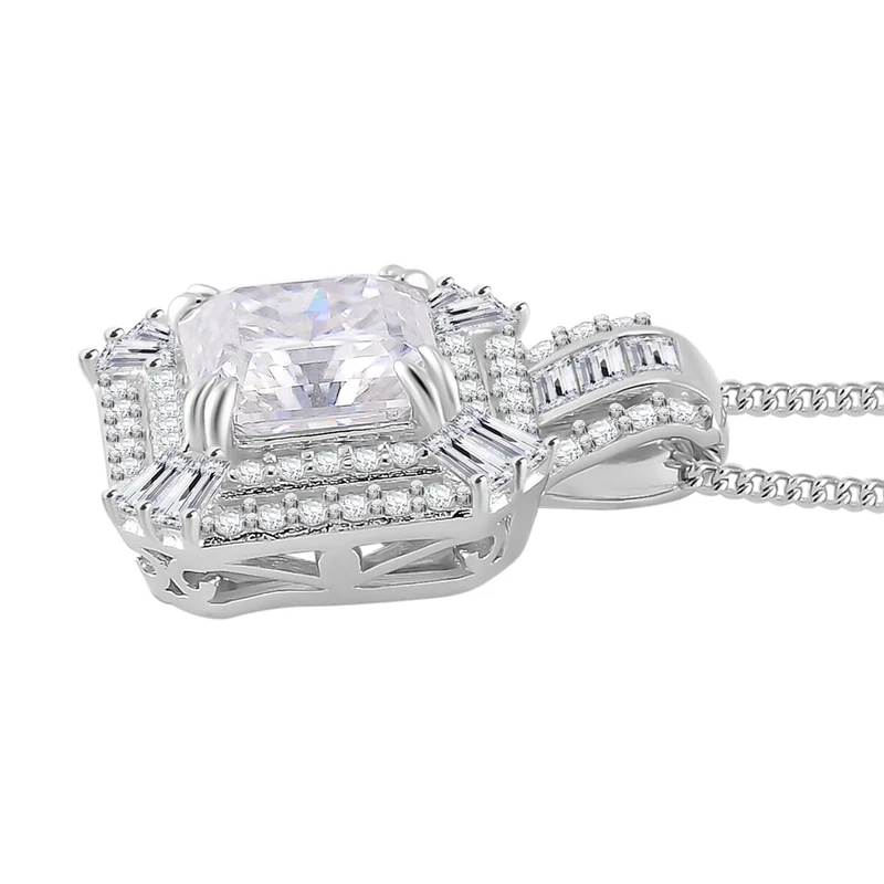 Moissanit Anhänger mit Kette, 925 Silber platiniert, 925 Silber rhodiniert ca. 3.86 ct