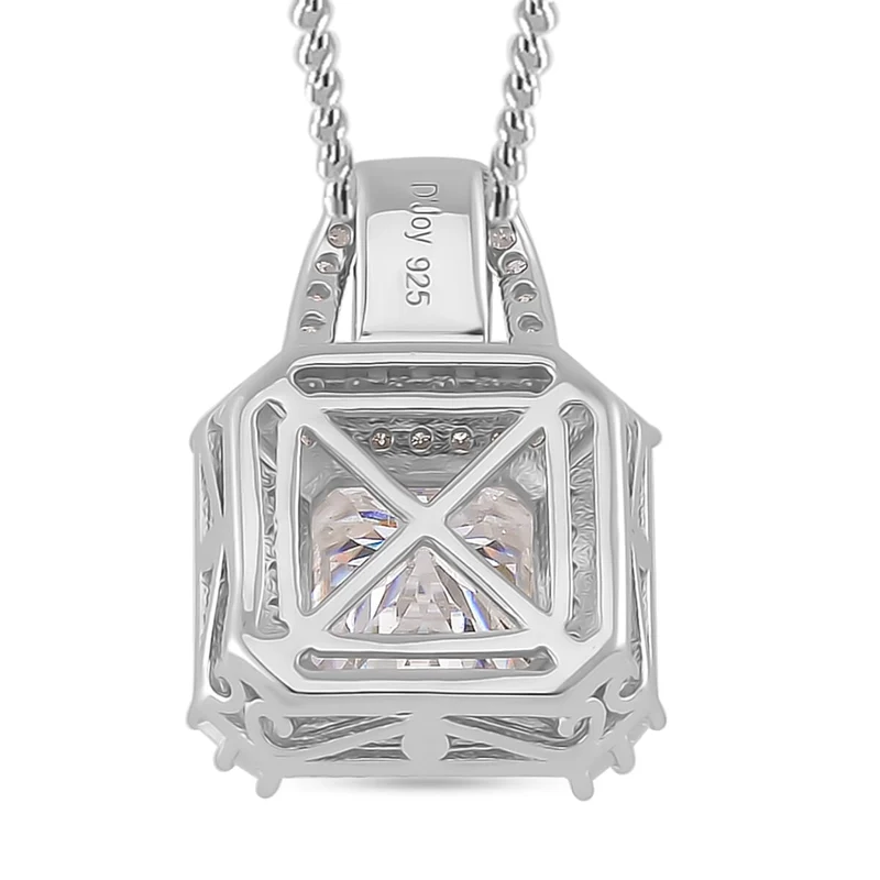 Moissanit Anhänger mit Kette, 925 Silber platiniert, 925 Silber rhodiniert ca. 3.86 ct