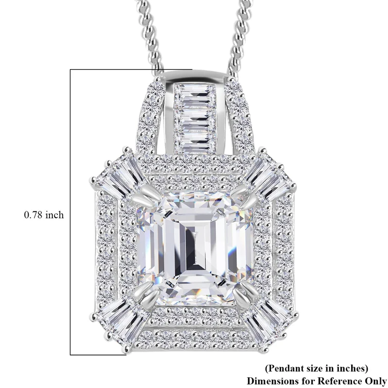 Moissanit Anhänger mit Kette, 925 Silber platiniert, 925 Silber rhodiniert ca. 3.86 ct