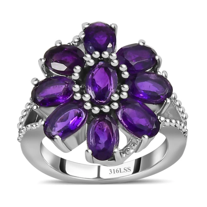 Afrikanischer Amethyst Schmuckset Edelstahl ca. 25.63 ct