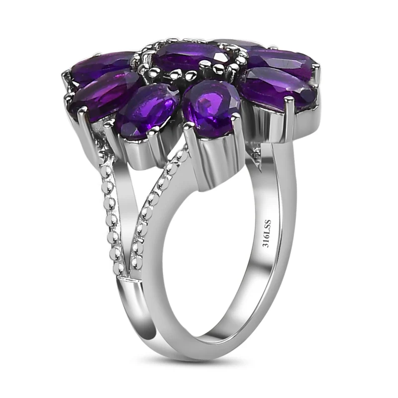 Afrikanischer Amethyst Schmuckset Edelstahl ca. 25.63 ct