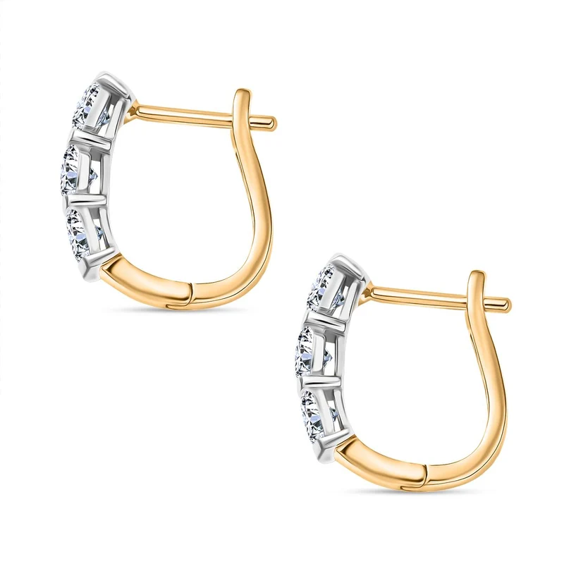 2er Set - Moissanit Ring und Ohrringe, 925 Silber, bicolor, (Größe 19.00) ca. 2,03 ct.