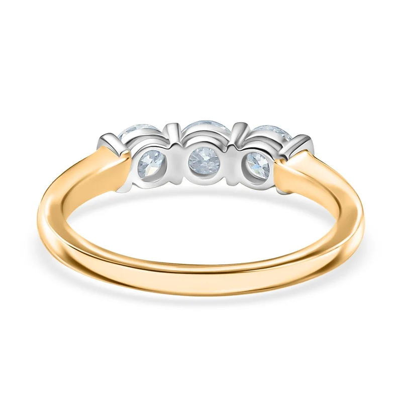 2er Set - Moissanit Ring und Ohrringe, 925 Silber, bicolor, (Größe 19.00) ca. 2,03 ct.
