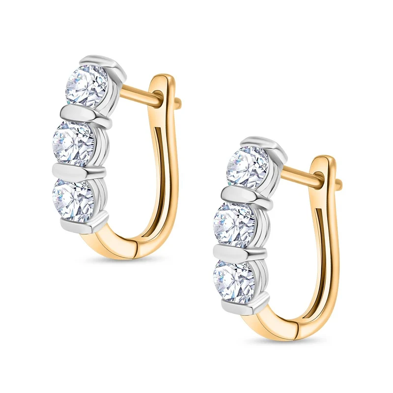 2er Set - Moissanit Ring und Ohrringe, 925 Silber, bicolor, (Größe 19.00) ca. 2,03 ct.