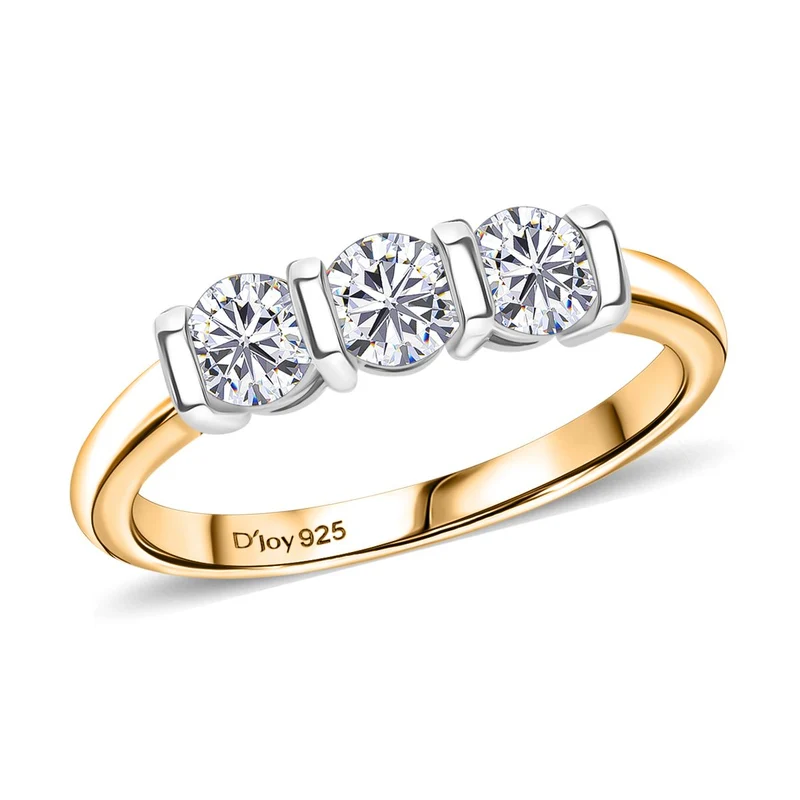 2er Set - Moissanit Ring und Ohrringe, 925 Silber, bicolor, (Größe 19.00) ca. 2,03 ct.