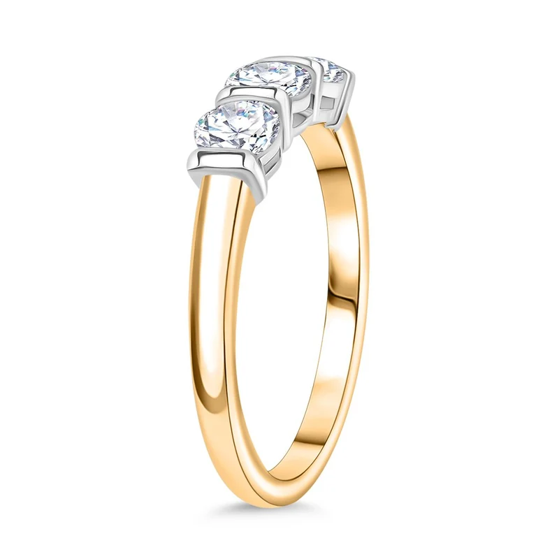 2er Set - Moissanit Ring und Ohrringe, 925 Silber, bicolor, (Größe 19.00) ca. 2,03 ct.