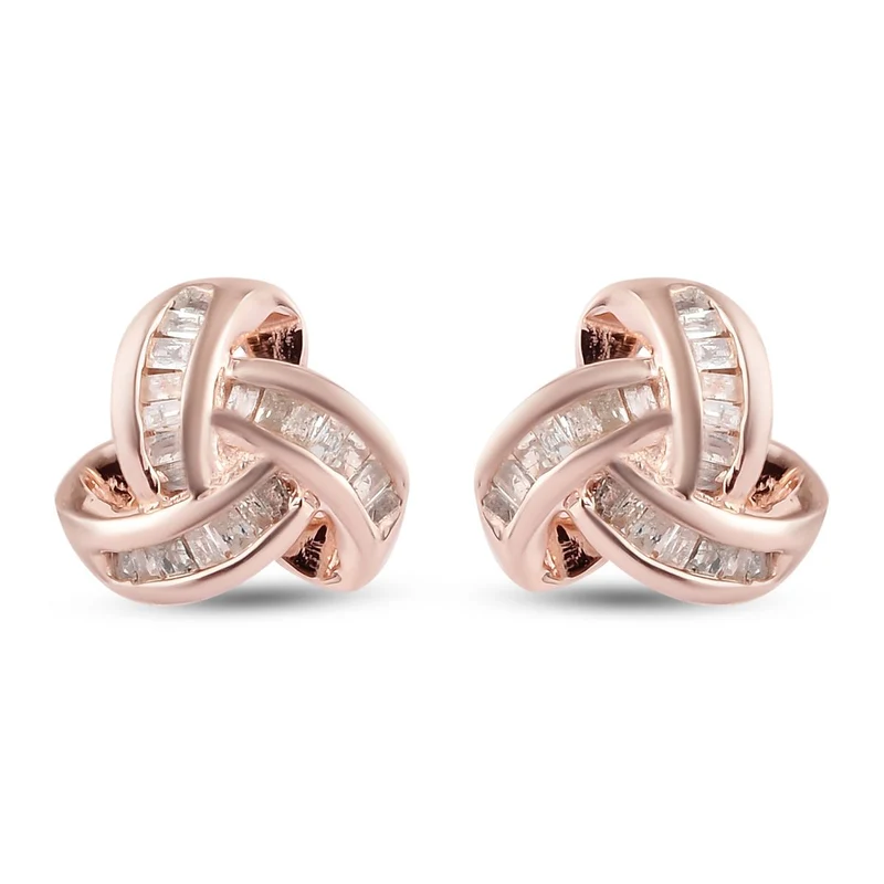 0,25 Ct. Gelber Diamant Knoten Ohrstecker aus 925 Silber platiniert