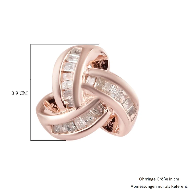 0,25 Ct. Gelber Diamant Knoten Ohrstecker aus 925 Silber platiniert