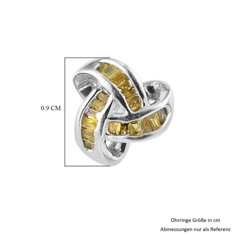 0,25 Ct. Gelber Diamant Knoten Ohrstecker aus 925 Silber platiniert
