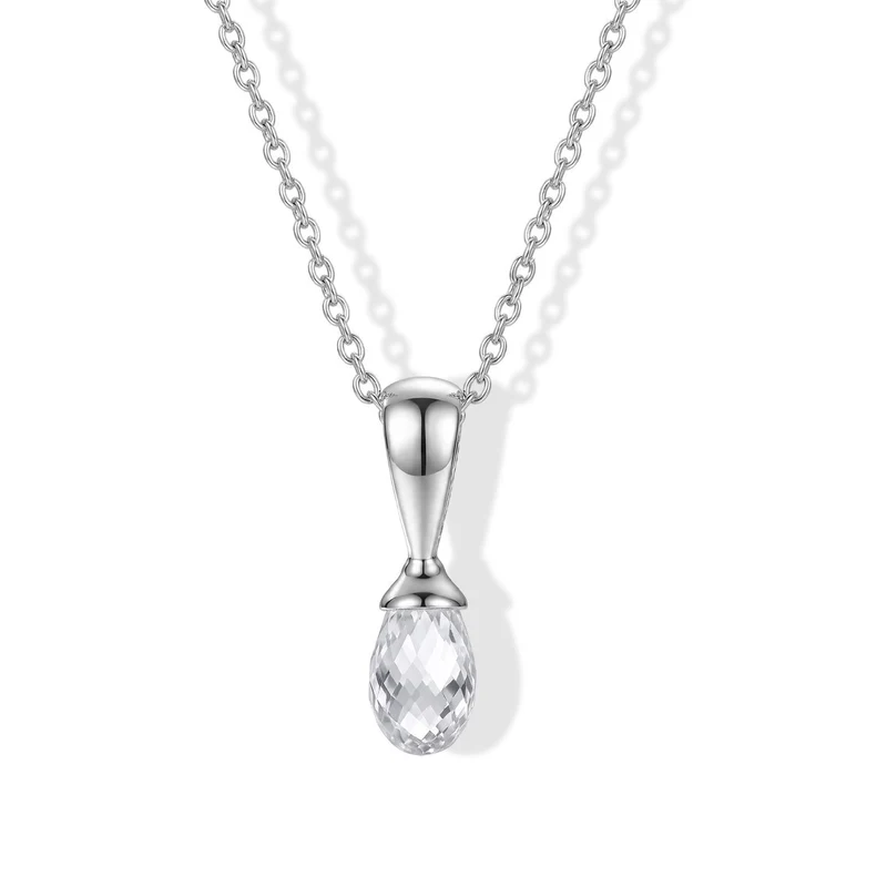 LUXURIANT SGL zertifiziert VS-EF Labor Diamant (Briolette-Schliff) Anhänger mit 45+5cm Kette, 925 Silber rhodiniert - 1 ct.