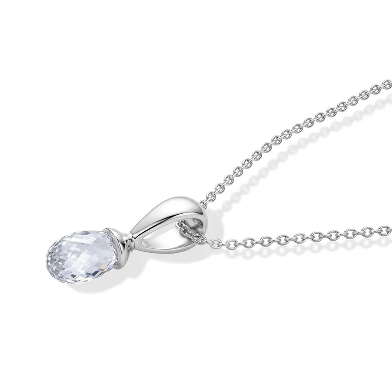 LUXURIANT SGL zertifiziert VS-EF Labor Diamant (Briolette-Schliff) Anhänger mit 45+5cm Kette, 925 Silber rhodiniert - 1 ct.
